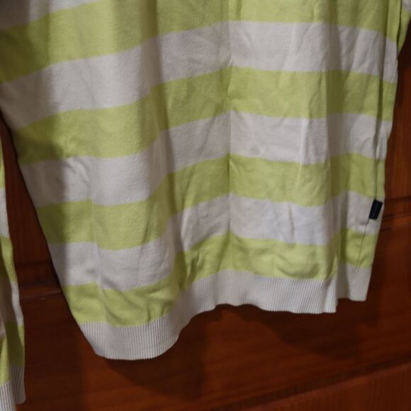 Ted Baker Men’s Preppy Yellow Gray Stripe Cotton Crewneck Sweater Medium Chic - Picture 5 of 13